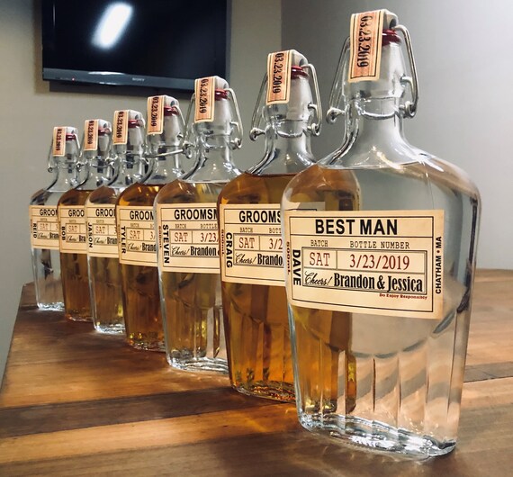 Groomsmen Flask with Labels Liquor Flask Hinged Flask 500ml 17oz Bottle