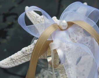 Knobby Starfish and Pearl Ring Bearers Pillow