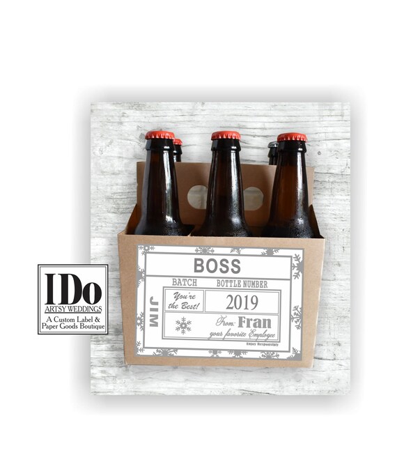 Boss Beer Carton and Label - For the Boss Personalized Six Pack Box & Label - Beer Carrier w/ Custom Label - The Boss Christmas Carton - 6pk