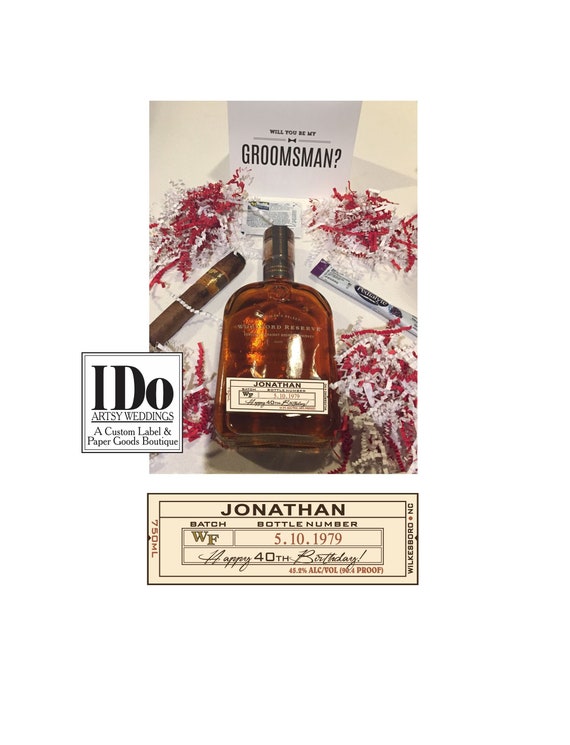 Birthday Whiskey Label Custom Party Sticker Personalized Liquor Labels Bourbon Whiskey