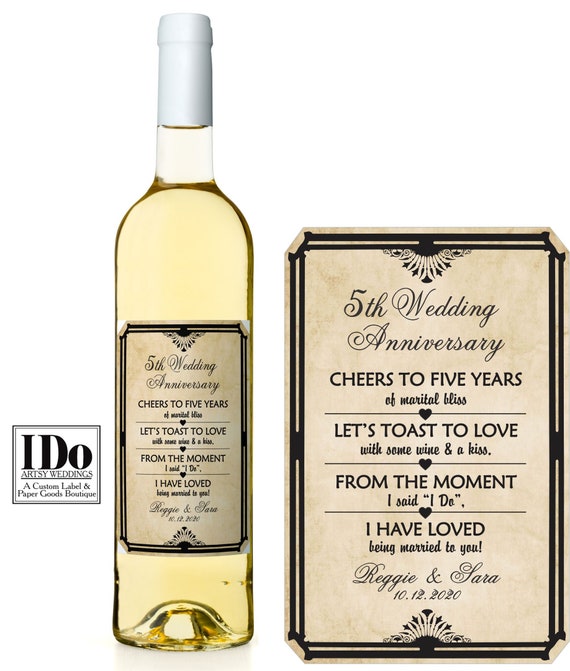 Anniversary Wine Labels 1 Year 5 Year 10 Year Any Year