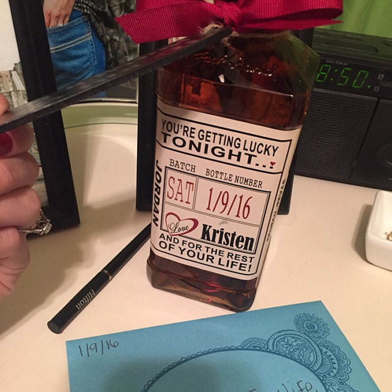 Custom Liquor Label Custom Whiskey Labels You're Getting Lucky Tonight and for the rest of your life Wedding Night Label image 1