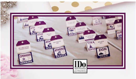 Travel Placecards Wedding Reception Place Cards Luggage Tag