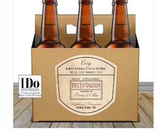 Officiant Proposal Beer Box - Personalized Box & Label - Beer Carrier Box and Custom Label for a 6pk