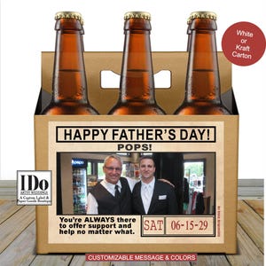 Fathers Day Beer Carton and Label - Personalized Box & Label - Beer Carrier Box and Custom Label for a 6pk