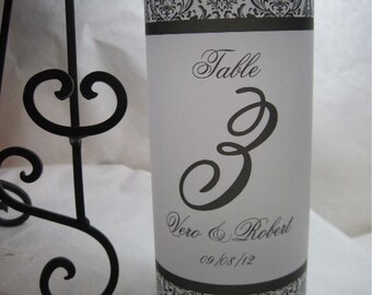 Table Numbers - Centerpiece - Luminary - Elegant Luminaries for Beach Weddings & Formal Events - Damask Table Number - 10 luminary