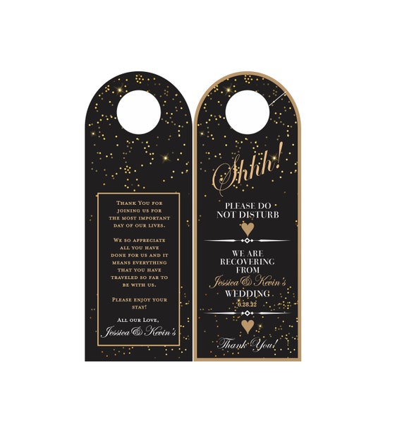 Download Door Hanger Do Not Disturb Hanger Confetti Black And Gold Etsy