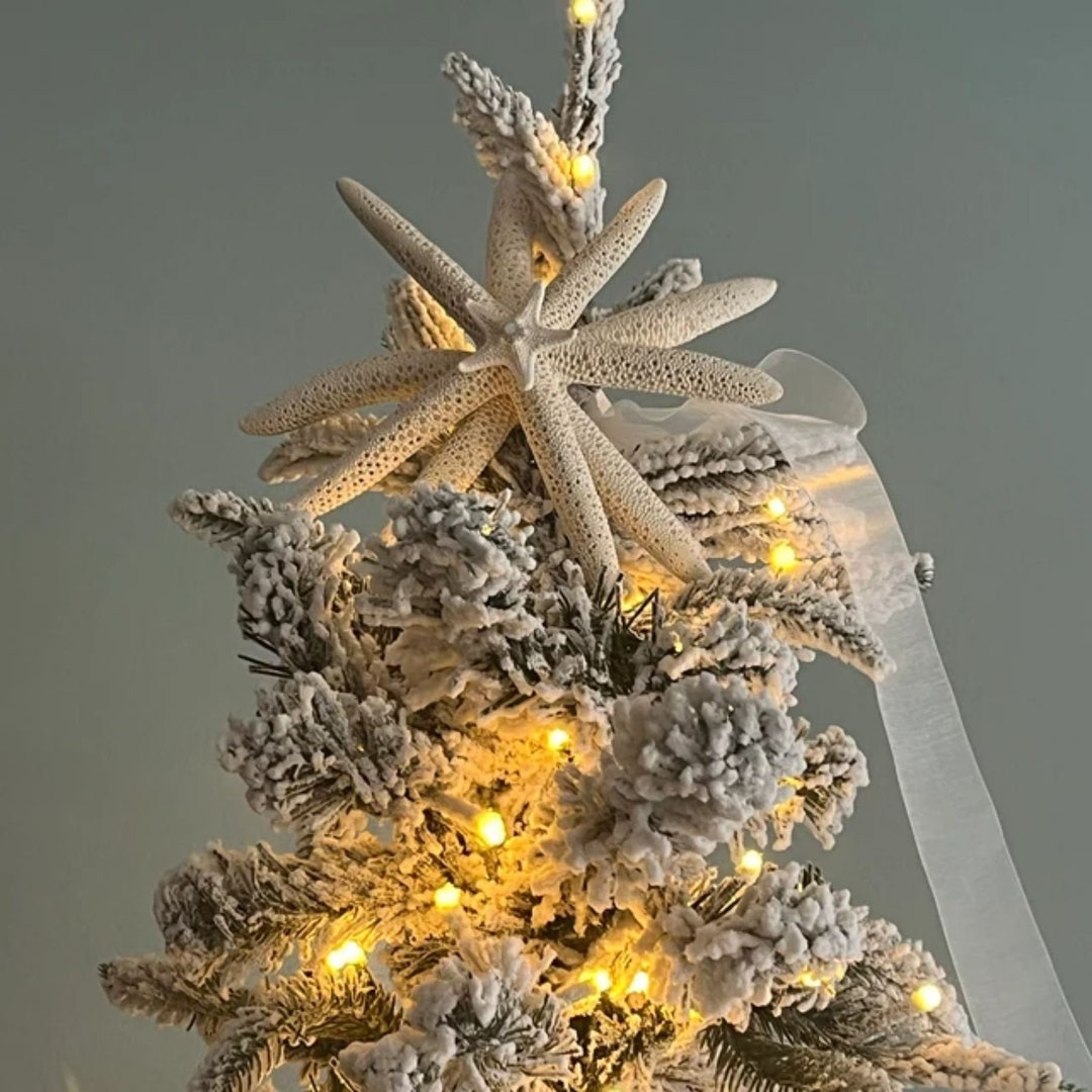 Starfish Christmas Tree Topper With Sparkles and Mini Knobby Etsy