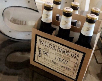 Officiant Proposal Beer Carton and Label - Personalized Box & Label - Beer Carrier Box and Custom Label for a 6pk