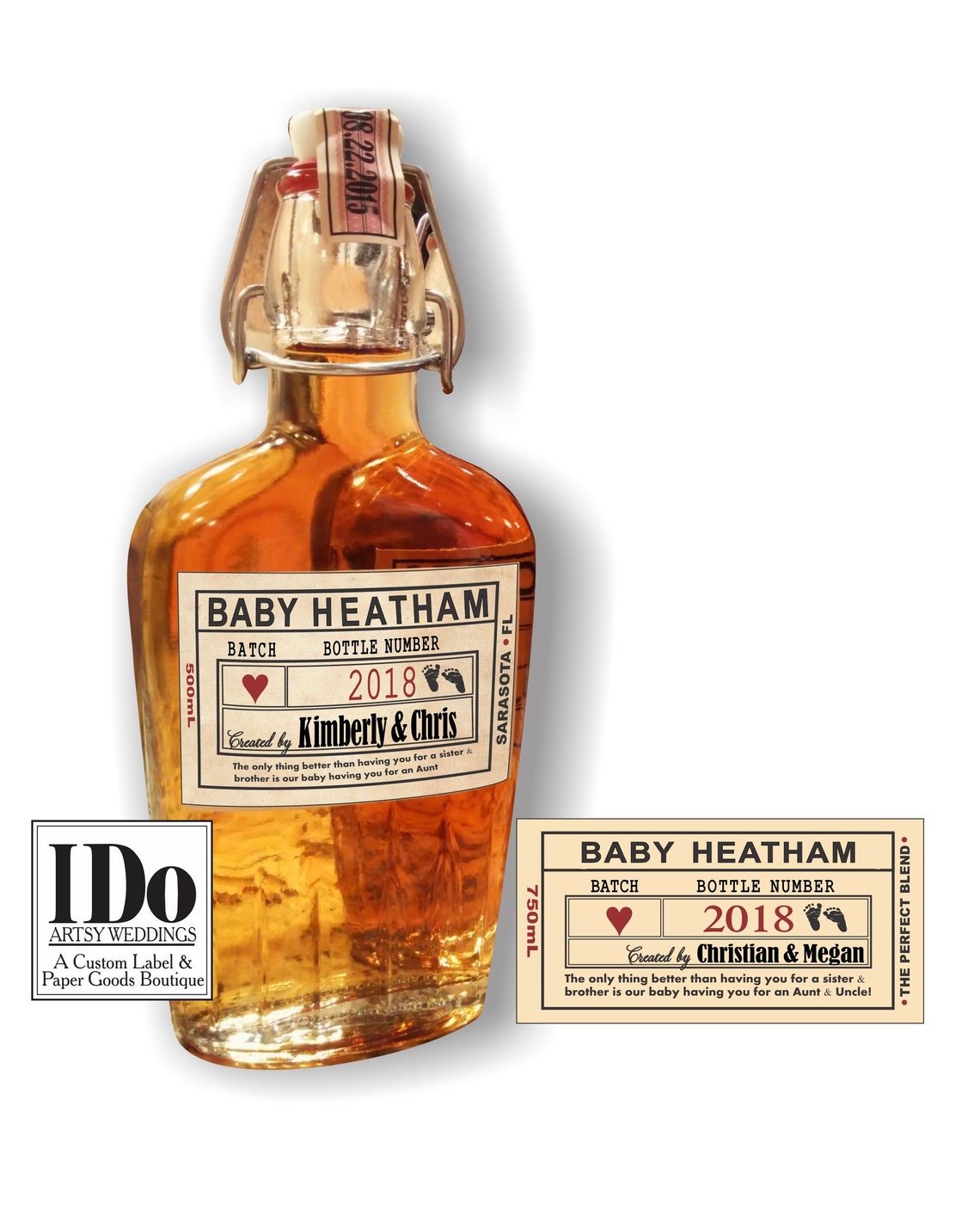 New Baby Liquor Flask Baby Reveal Baby Annoucement Hinged Etsy