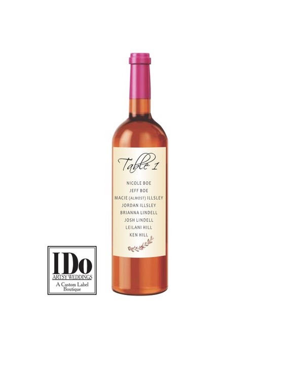 centerpiece table number wine labels wedding table seating