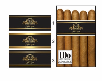 Wedding Crest Cigar Bands - Custom Printed for you -  Cigar Labels for Wedding Cigar Bar - Classy Cigar Bands - your colors