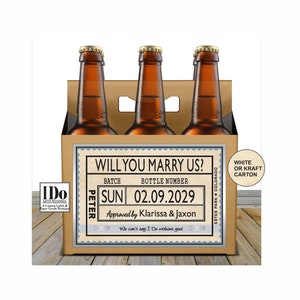 Officiant Proposal Beer Carton and Label - Personalized Box & Label - Beer Carrier Box and Custom Label for a 6pk