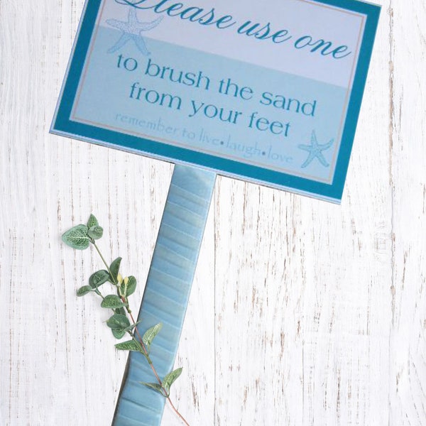 Sand Paint Brush Sign - Beach Destination Wedding Signs - Sand Brush Sign - Flip Flop Signs - Custom Sign 6x8 w/12"stick - Your Message