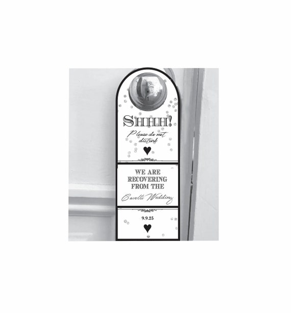 Door Hanger Do Not Disturb Hanger Confetti Black & White Wedding