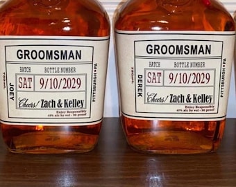 Personalized Groomsman Whiskey Labels, Wedding Proposal Gift, Wrap around label