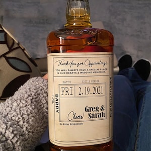 Officiant Label   Marry Us  or   Thank you for being our Officiant   Officiant Thank You Label   Whisky and Wine Labels