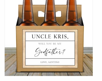 Personalized Godparent Beer Caddy: Godmother Wine, Godfather Beer