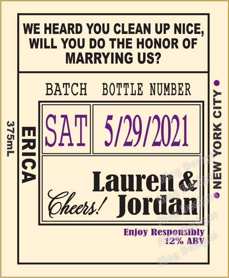Will You Be My Officiant Liquor Flask Labels Customizable Message Sized to fit your bottles Gift for Officiant at Wedding PRINTED image 4