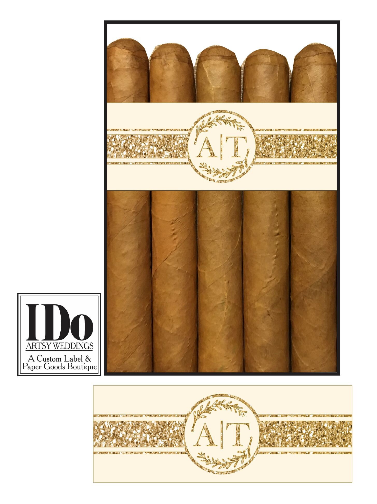 Logo Cigar Bands - Custom Printed for you - Cigar Labels for Wedding Cigar Bar - Classy Cigar Bands - Glittery