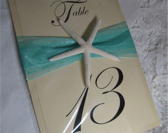 Elegant Beach Wedding Table Numbers with Starfish  Starfish Table Numbers  Sea stars