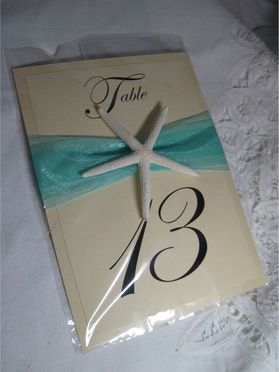 Table Numbers - Wedding Table Numbers - Elegant Beach Wedding Table Numbers - Starfish Table Number - Beach Wedding Table Numbers Il_570xn
