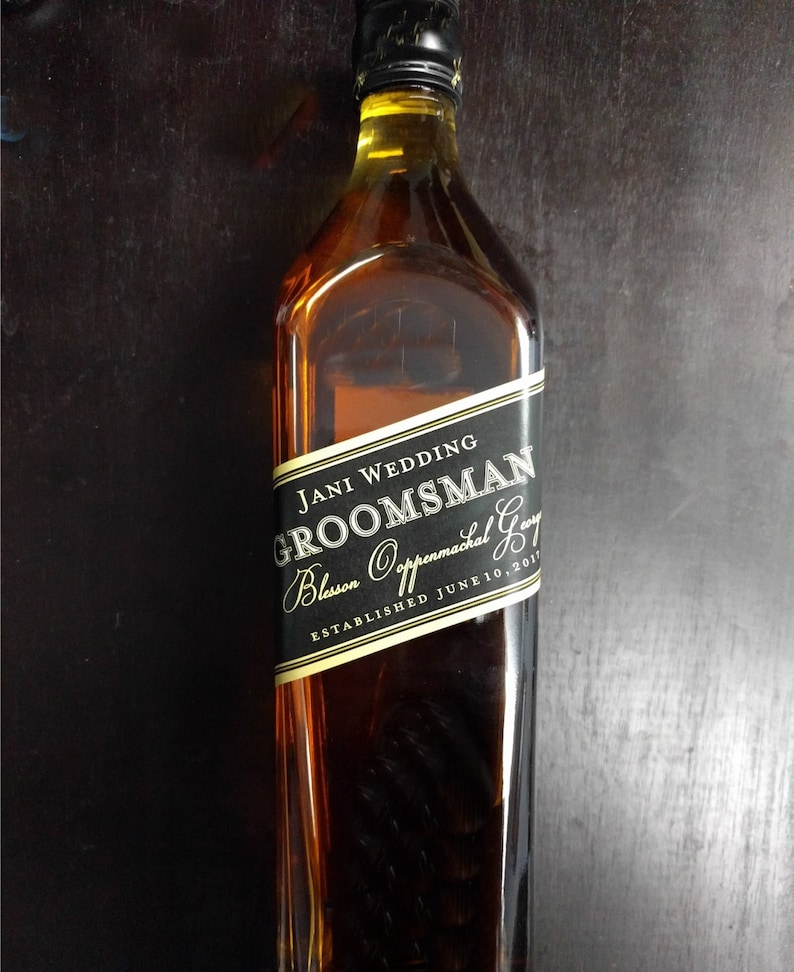 Black and Gold Liquor Label Wedding Groomsmen Liquor Bottle - Etsy