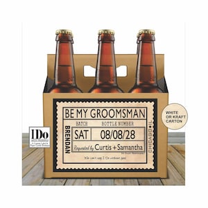 Groomsman Beer Carton and Label - Personalized  Six Pack Box & Label - Beer Carrier Box and Custom Label - Groomsman Proposal  - for a 6pk