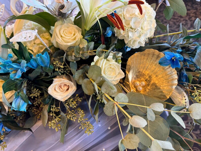 Glittery Starfish, Wired Seashells and Sea Urchins for Wedding Bouquets and Centerpieces image 8