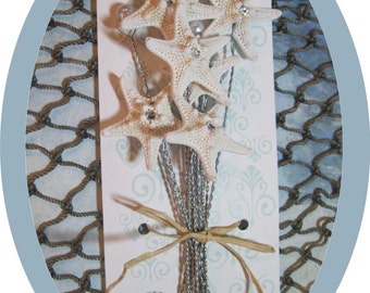 Drilled and Wired Starfish with Pearl Stems - Swarovski Crystals in center of Starfish - Wire Starfish for Wedding Bouquets