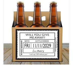 Officiant Proposal Beer Carton and Label - Personalized Box & Label - Beer Carrier Box and Custom Label for a 6pk