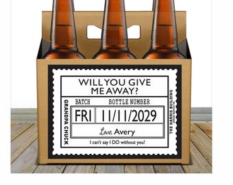 Officiant Proposal Beer Carton and Label - Personalized Box & Label - Beer Carrier Box and Custom Label for a 6pk