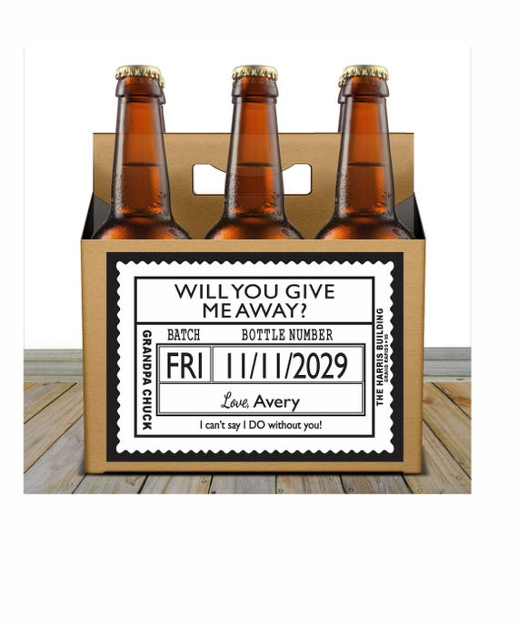 Officiant Proposal Beer Carton and Label - Personalized Box & Label - Beer Carrier Box and Custom Label for a 6pk