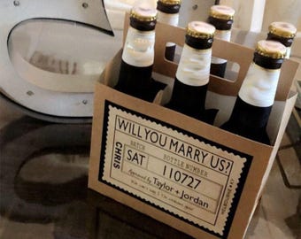 Personalized Officiant Proposal Beer Carrier: Custom 6-Pack Box & Label