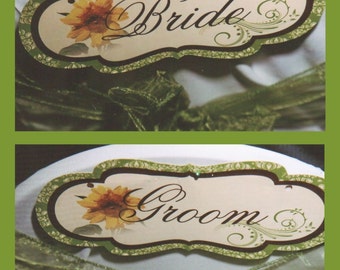 Custom Sunflower Bride and Groom Chair Signs or Restrooms or Wedding Signs