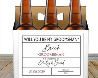 Personalized Groomsman Proposal Beer Box: Custom 6-Pack Carrier