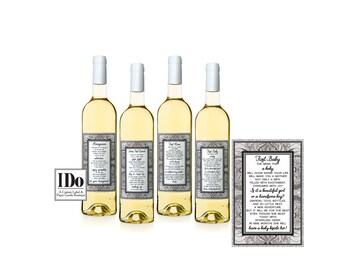 First Year Wine Labels Milestone Labels Wedding Gift A Year of Firsts Bridal Shower Gift Gift ...