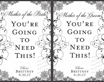 Mother of the Bride and Mother of the Groom Custom Rustic and Elegant Lace Wine Labels