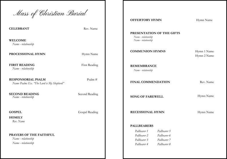 Catholic Funeral Program Template - Irish Celtic Cross - Mass of ...