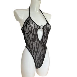 Black Flame Mesh Bodysuit