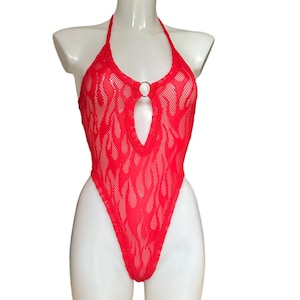 Red Flame Mesh Bodysuit