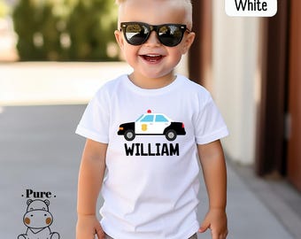 Custom Name Police Car Baby Bodysuit or Toddler Shirt