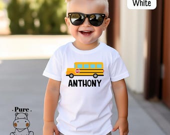 Custom Yellow School Bus Bodysuit: Personalized Back To School Toddler Shirt