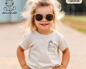 Unicorn Pocket Print Toddler Shirt, Magical Bodysuit