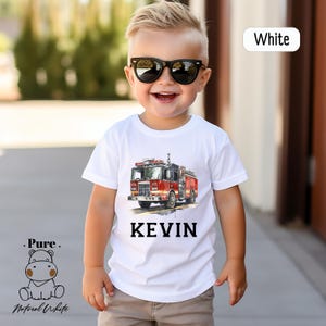 Personalized Fire Truck Shirt: Firefighter Baby Bodysuit, Kids Gift