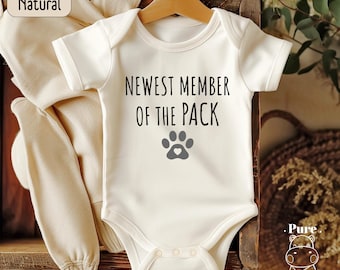 Newest Member of the Pack Baby Bodysuit: Paw Print Announcement