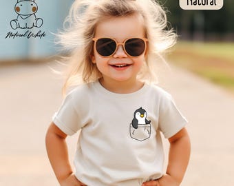Penguin Pocket Print Toddler Shirt - Animal Lover Gift