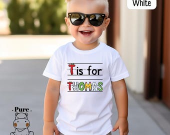 Personalized Alphabet Kids School Shirt, Back To School Gift