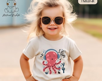 Octopus Toddler Shirt, Cute Kids Youth Tee, Animal Lover Bodysuit