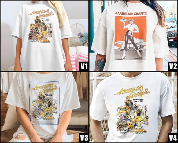 アメリカングラフィティ V1-V4 ナチュラル Tシャツ 映画ポスター